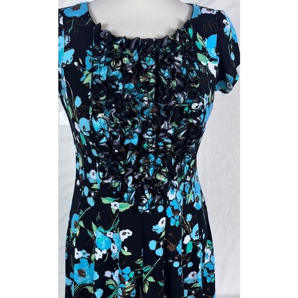 Rabbit Rabbit Rabbit Designs Size 6 Dress Black Blue Floral Polyester Spandex - Picture 2 of 8